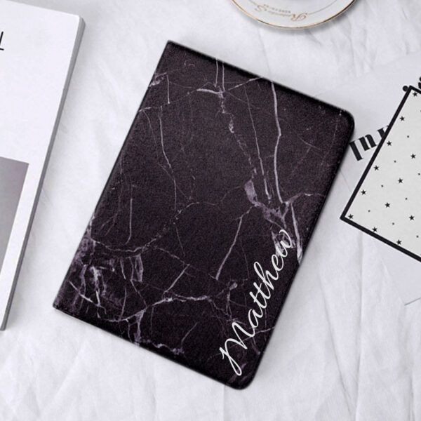 Personalized black marble pattern iPad case