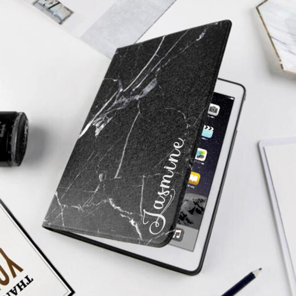 Personalized black marble pattern iPad case