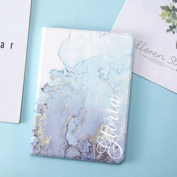 Personalized blue marble pattern iPad case