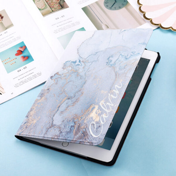 Personalized blue marble pattern iPad case