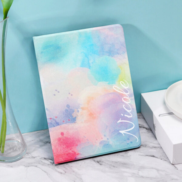 Personalized colorful watercolor iPad case