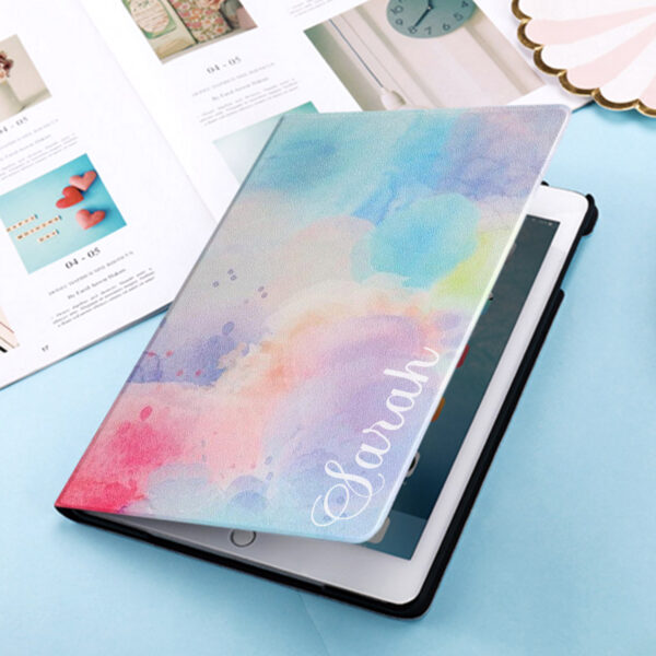Personalized colorful watercolor iPad case