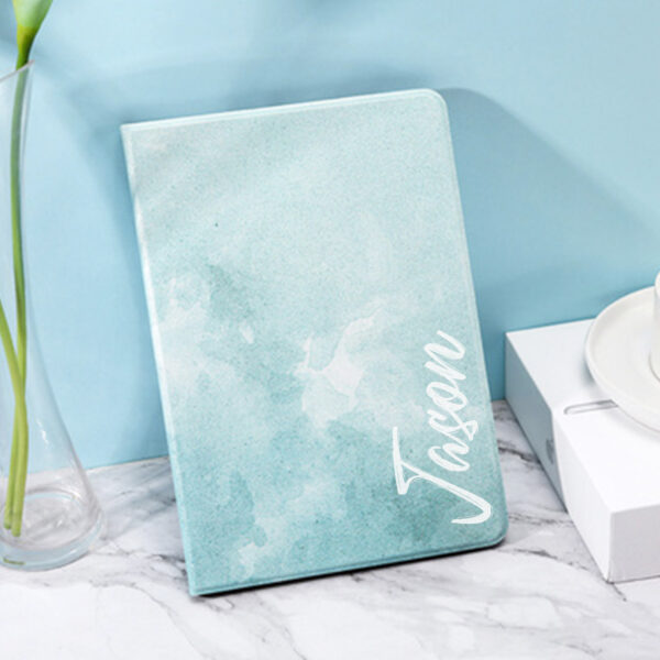 Personalized green watercolor iPad case