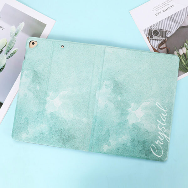 Personalized green watercolor iPad case