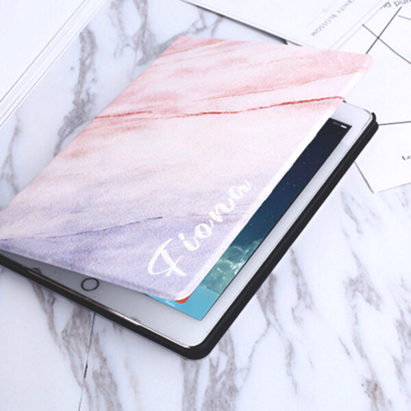 Personalized pink marble pattern iPad case
