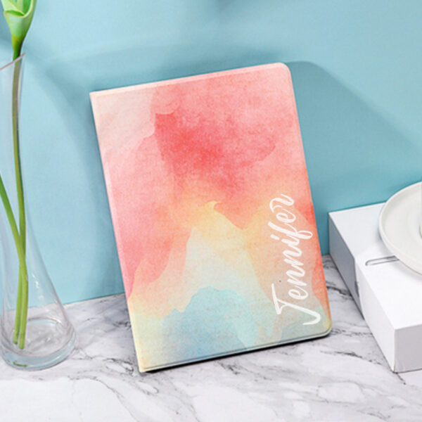 Personalized pink watercolor iPad case