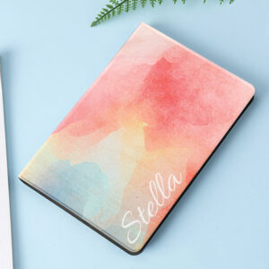 Personalized pink watercolor iPad case