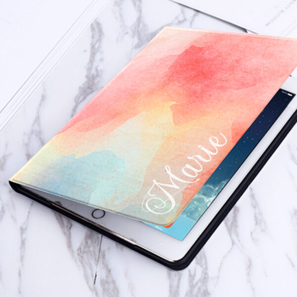 Personalized pink watercolor iPad case