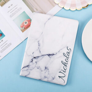 Personalized white marble pattern iPad case