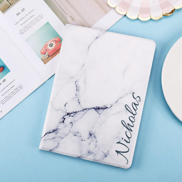 Personalized white marble pattern iPad case